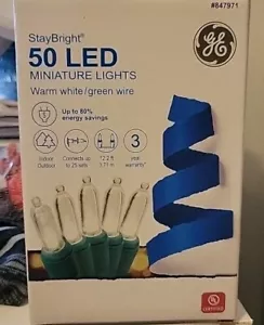 GE 50 LED Miniature Christmas Tree Lights Energy Smart Warm White Green NEW - Picture 1 of 2