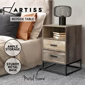Artiss Bedside Table 2 Drawers Side Table Shelf Storage Cabinet Nightstand BADAN - Picture 1 of 9