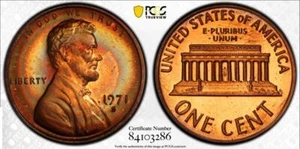 1971 S LINCOLN CENT PROOF 1C PR66 RB RAINBOW TONED TRUE VIEW PCGS PF66 SKU 3365 - Picture 1 of 3
