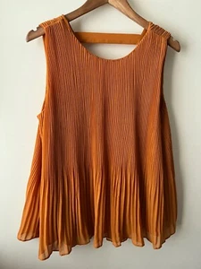 Linea Top Size 14 Mustard Sleeveless Pleated Cami Formal Party Occasion - Picture 1 of 10