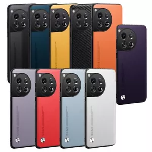 For OnePlus 12 1+12R 1Plus12 Plain Leather Fabric Coated Rubber hard case cover - Picture 1 of 22
