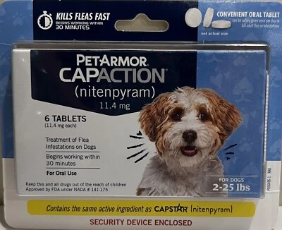 PET ARMOR PetArmor Capaction Oral Flea Treatment for Dogs (2-25 lb) 6 tablets, EXP 01-2026