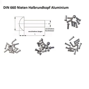 Nieten Aluniete Halbrundkopf DIN660 Vollnieten Aluminium Alu Niete DIN 660 - Bild 1 von 2