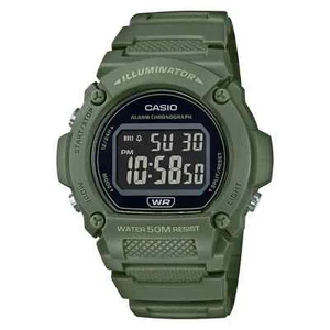 Casio W219HC-3BV, Chronograph Watch, Green Resin Band, Alarm, Illuminator - Picture 1 of 2