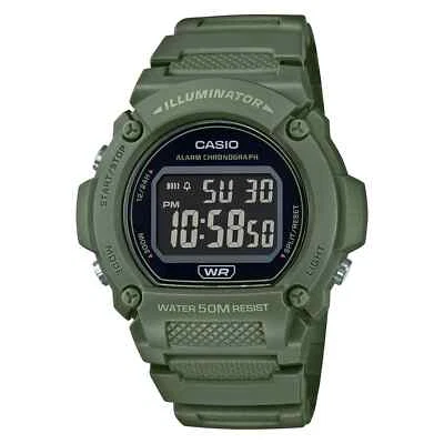 Casio W219HC-3BV, Chronograph Watch, Green Resin Band, Alarm, Illuminator - Image 1 of 2