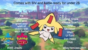 Pokemon Sword and Shield Shiny Jirachi 6IV Battle Ready Fast Delivery  - Picture 1 of 6