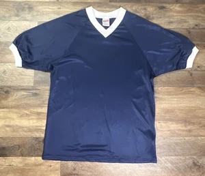 Vintage Soffe 90’s Mesh Nylon Track T-Shirt See Through Ringer Medium Blue y2k . - Picture 1 of 7