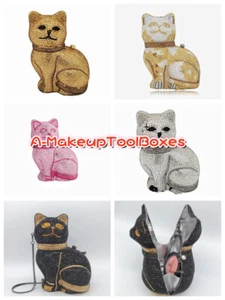 Crystal Animal Cat Shaped Party Evening Wedding Bridal Clutch Bag Minaudiere C7 - Picture 1 of 20