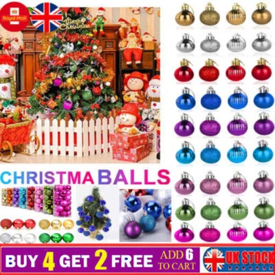 24pcs 3cm Glitter Mini Christmas Balls Baubles Tree Ornament Xmas-Decor Party - Image 1 of 4
