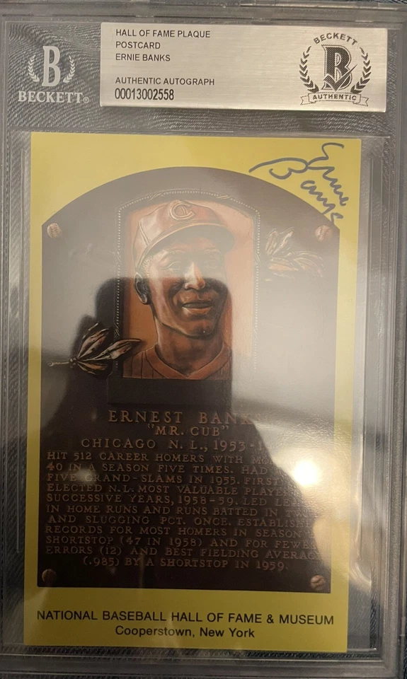 厄尼·班克斯签名亲笔签名名人堂明信片芝加哥小熊队贝克特 — 第 1/2 张图片