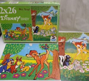 Vintage Schmidt Puzzle Disney Baby 2x 26pce Jigsaw Bambi & Friends West Germany 