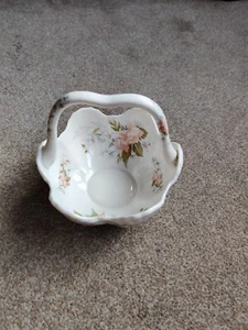 Floral Small Bone China Basket - Picture 1 of 6
