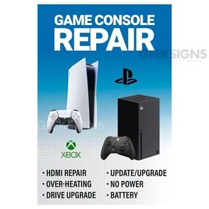 Game Console Repair Nintendo Switch Wii Xbox PS5 video game SIGN BANNER POSTER - Picture 1 of 6