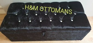 Large Ottoman Storage Box*Toys  Box&Bench Crushed Velvet*Plush Velvet & Chenille - Picture 1 of 4