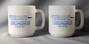 Vintage Two Glasbake Mugs Sparkling Airline Linen El Segundo California Airplane - Picture 1 of 11