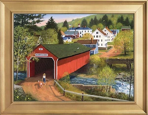 New England COVERED BRIDGE, BLY Gilbertville 18x24 Giclee Art Canvas **SALE - Picture 1 of 3