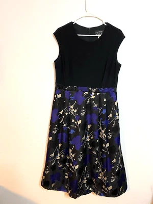 Vestido de Coquetel Alex Evenings Azul Preto Dourado Tamanho 14P Natal Feriado - Imagem 1 de 4