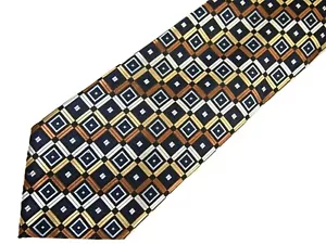 Alexander Julian Colours Herren Krawatte Krawatte Grau Braun Silber Geometrisch 59" Karriere - Bild 1 von 4