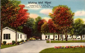 NUOVO BRUNSWICK, MAGLIA NUOVA - WISHING WELL ROADSIDE MOTEL - CARTOLINA DI LINO VINTAGE - Foto 1 di 2