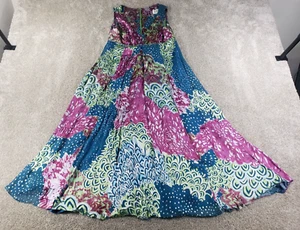 Barbara Bates Women's Large Maxi Dress Multicolor Floral Boho Chic Textured - Picture 1 of 14