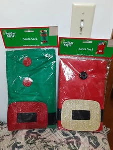 LARGE SANTA SACK FOR GIFTS RED OR GREEN CHOICE NEW IN PACKAGE - Picture 1 of 5
