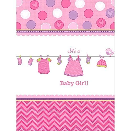 Shower with Love Girl Chevron Polka Dot Baby Shower Party Decoration Tablecover - Image 1 of 1