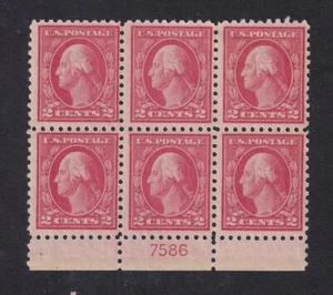 1914 Washington 2c Sc 425 MNH with full original gum, plate block of 6 (BJ - Picture 1 of 1