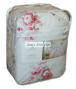 SIMPLY SHABBY CHIC Sunbleached TWIN COMFORTER SET Magenta Floral Cottage COTTON - Picture 1 of 12