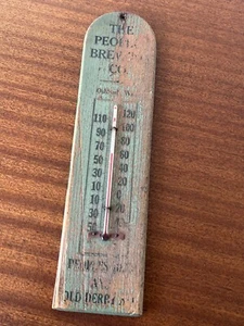 1940’s RARE PEOPLE BEER Wood Advertising Thermometer Sign OSHKOSH, WI - Bild 1 von 8