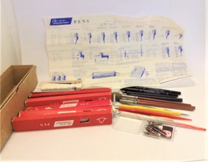 Vintage Lot Gestetner Calligraphy Stylus Pens + Staedtler AB Dick Stokes +6 Nibs - Picture 1 of 12