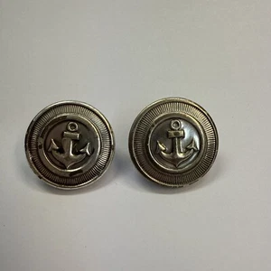 2 Metall Knöpfe, Knopf, SILBER, Anker, maritim, vintage, innen hohl, 23 mm - Bild 1 von 2