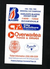 Kamloops Blazers--1998-99 Pocket Schedule--City Furniture--WHL