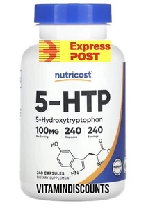 5 HTP 100 mg 240 Veggie Caps Mood & Sleep BEST BRAND VALUE 240 CAPS - Picture 1 of 2