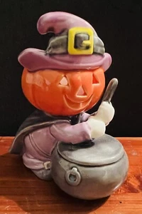 Jack O Windlicht Kürbis Hexe Keramik Kerzenhalter Windlicht Halloween Deko - Bild 1 von 12