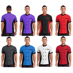 Unisex Men Women Cook Coat Camping Uniform Kitchen Jacket Waitress Work Bakery - Picture 1 of 87