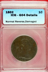 1802 - ICG G04 DETAILS LARGE CENT DRAPED BUST!!  #B12966 - Picture 1 of 2