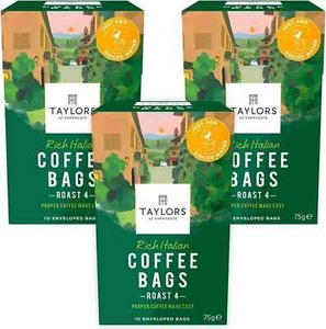 Taylors of Harrogate Rich Italian Coffee Bags Pack of 3 x 10 Enveloped Bags - Picture 1 of 1