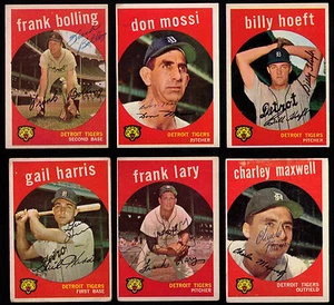 1959 Topps Detroit Tigers 12ct ALL SIGNED Mossi Foytack Lary Hoeft Harris Wilson - Bild 1 von 4