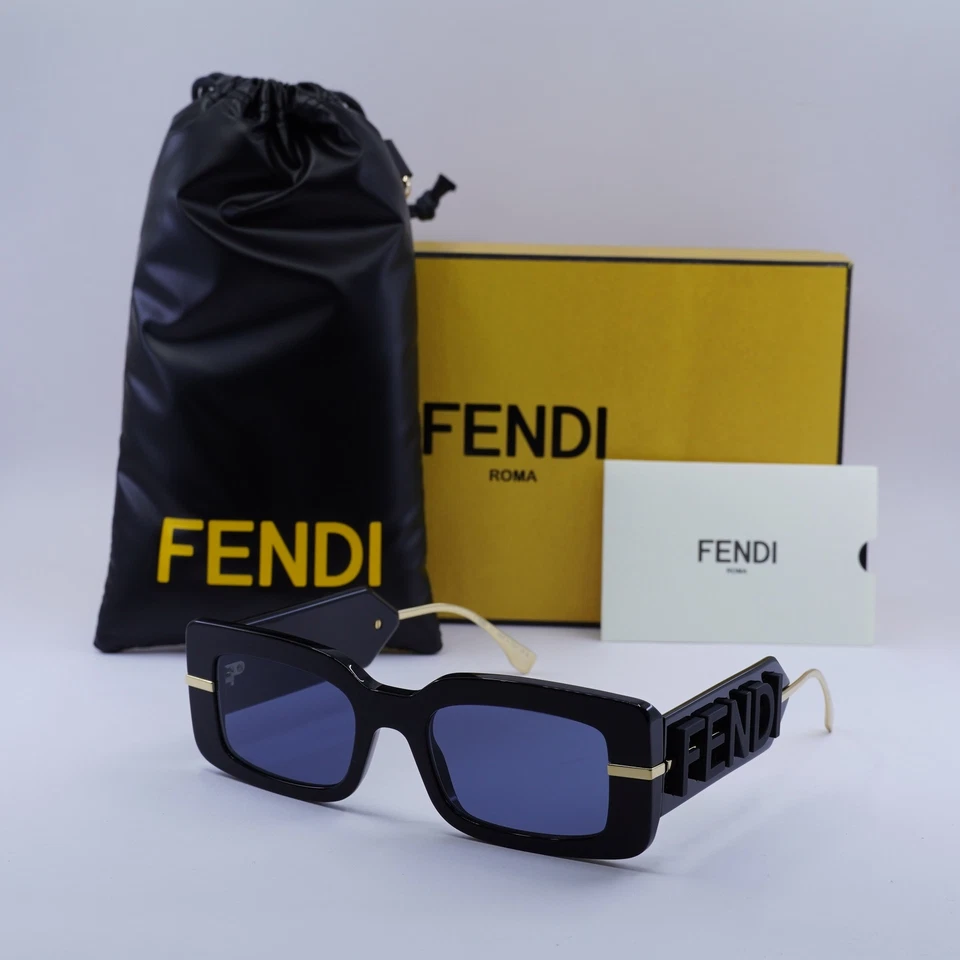 Fendi FE40133I 01V Shiny Black/Blue 51-20-140 Sunglasses