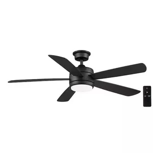 Hampton Bay Averly 52 in. Matte Black Ceiling Fan w/ LED Remote Control Included - Picture 1 of 11