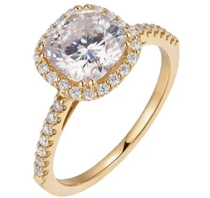 Hafeez 2Ct Cushion Cut Moissanite Engagement Ring Size 5.5 Yellow Gold - Picture 1 of 3