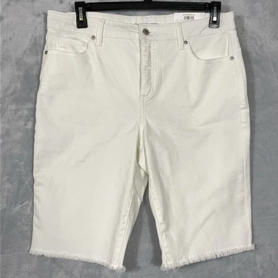 NWT Style & Co Women's Mid-Rise Raw-Edge Bermuda Jean Shorts White Size 14* - Image 1 of 4