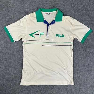 Camisa polo de tenis Fila de colección para hombre años 80/90 azul verdoso hecha en Italia - talla 40 Foto 1 de 4