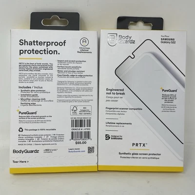 2x Screen Protector for Samsung Galaxy S22 Tempered Glass BodyGuardz PRTX - Image 1 of 3