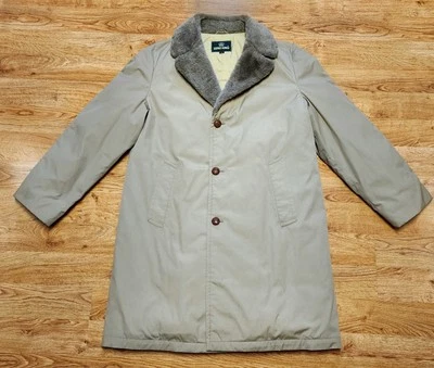 Abrigo Zero King Para Hombre 42L Beige Tostado Cuello Piel Plumón Relleno Cuero Botones De Colección Foto 1 de 4