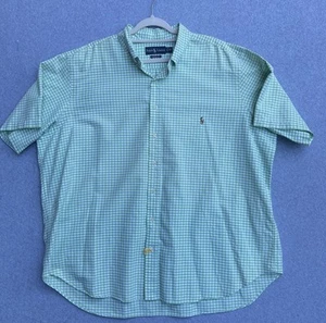 Ralph Lauren Shirt Men 2XL 2XLB  Green Pistachio Gingham  Flesh Pony Vtg Y2K - Picture 1 of 10