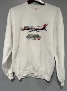 Felpa Trans-World TWA Airlines Jerzees Large Made in USA - Foto 1 di 6