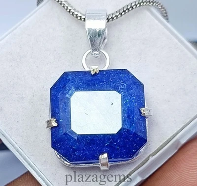 49.80 Ct Natural Blue Tanzanite Emerald Pendant 925 Silver With Free Chain 5DSA - Image 1 of 4