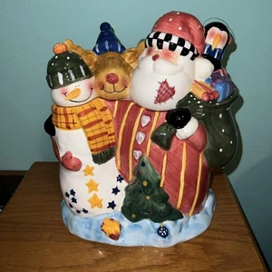 SANTA'S HELPERS CERAMIC COOKIE JAR~COLORFUL~JC PENNEY~10" H - Picture 1 of 15