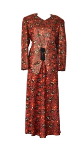 Set pantaloni giacca battistrada rosso metallizzato B4 originale RICKIE FREEMAN FOR TERI JON taglia 12 - Foto 1 di 10